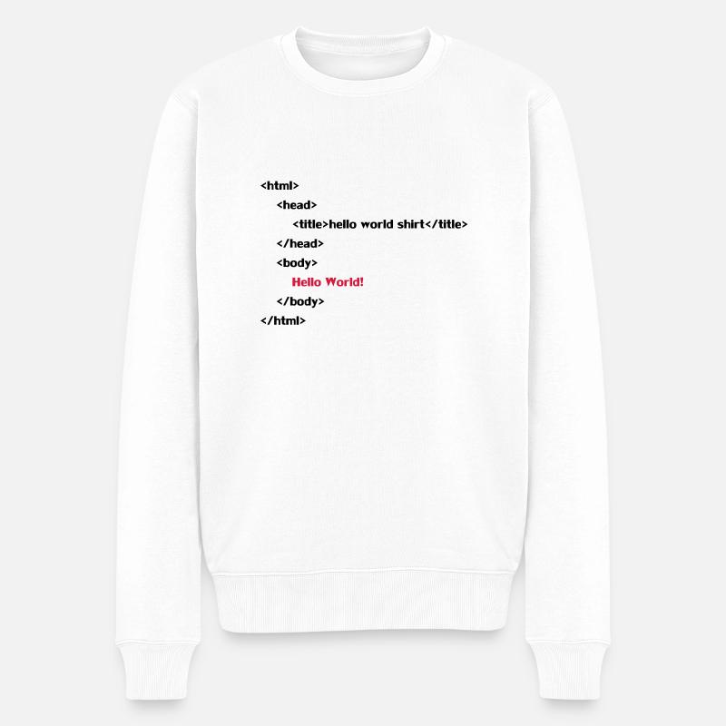 hello_world - Männer Premium Bio Pullover - Weiß