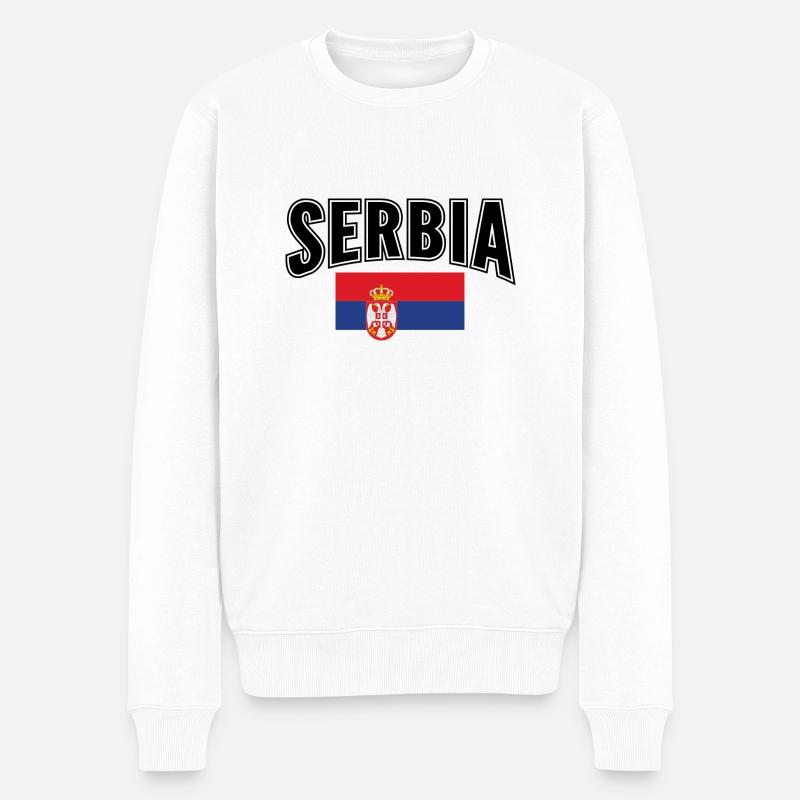 Serbien - Männer Premium Bio Pullover - Weiß