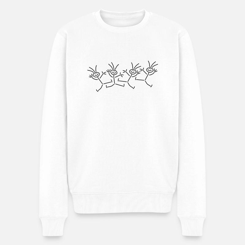 Happy Party Stick Figures - Pull Premium bio Homme - blanc
