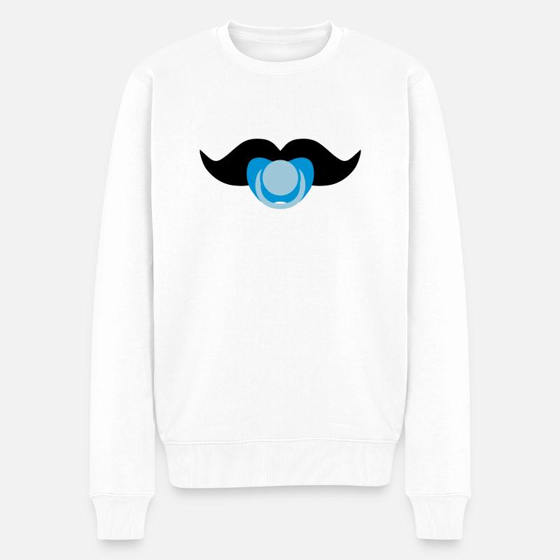 Baby-Schnurrbart - Männer Premium Bio Pullover - Weiß