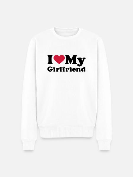 I love my girlfriend - Økologisk premium-sweatshirt til mænd - hvid
