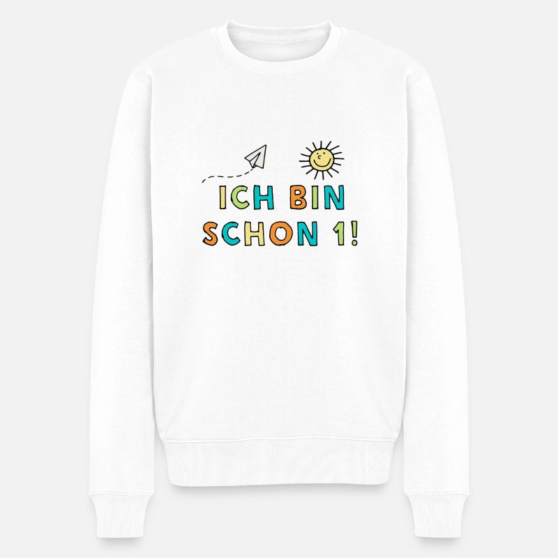 Ich bin schon eins - Männer Premium Bio Pullover - Weiß