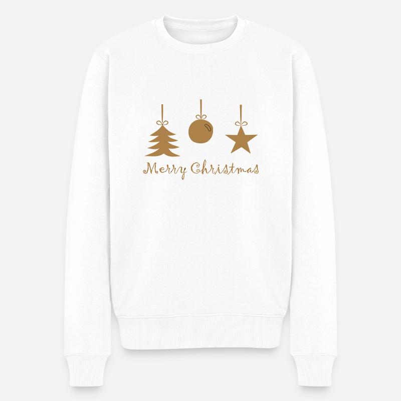 Christmasdecoration gold - Männer Premium Bio Pullover - Weiß