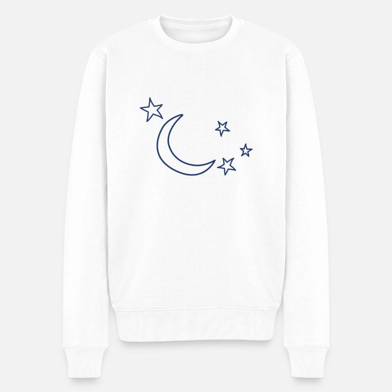 Sterne Mond - Männer Premium Bio Pullover - Weiß