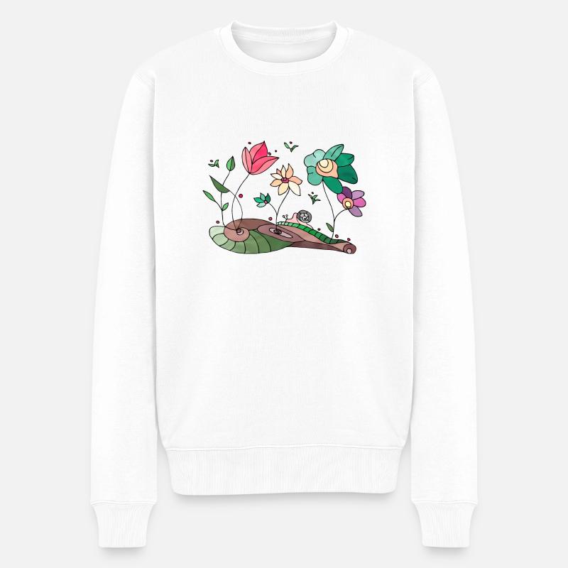 Blumen - Männer Premium Bio Pullover - Weiß