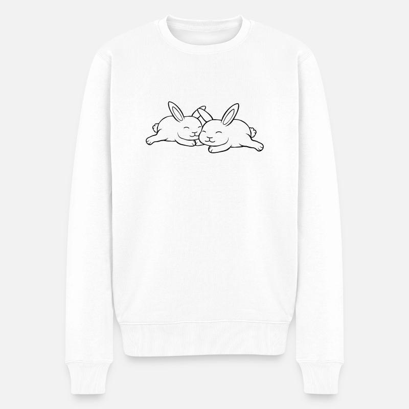 Couple de lapins amoureux - Pull Premium bio Homme - blanc