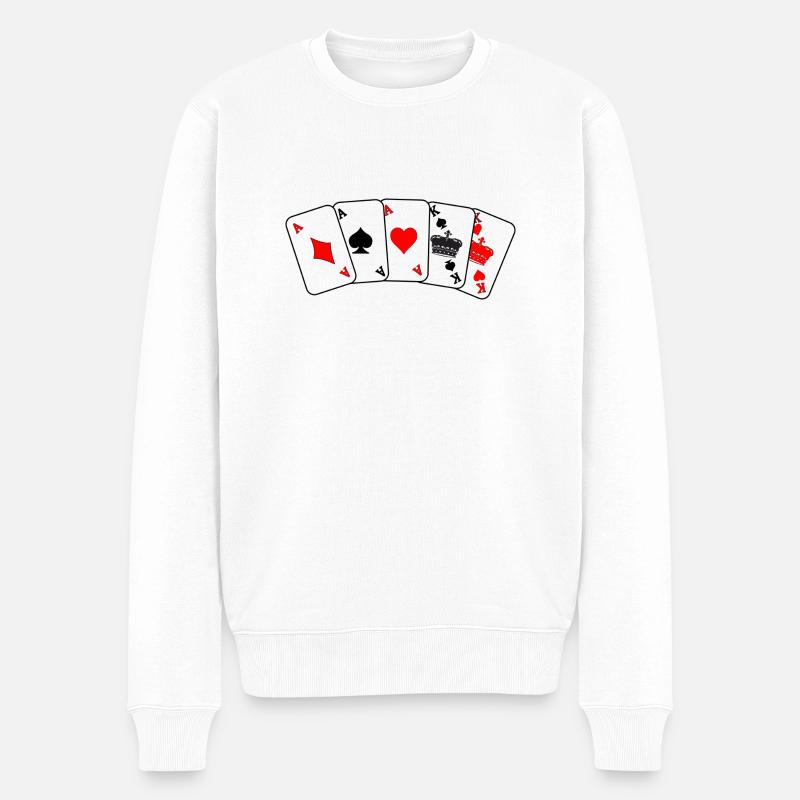 Poker - Männer Premium Bio Pullover - Weiß