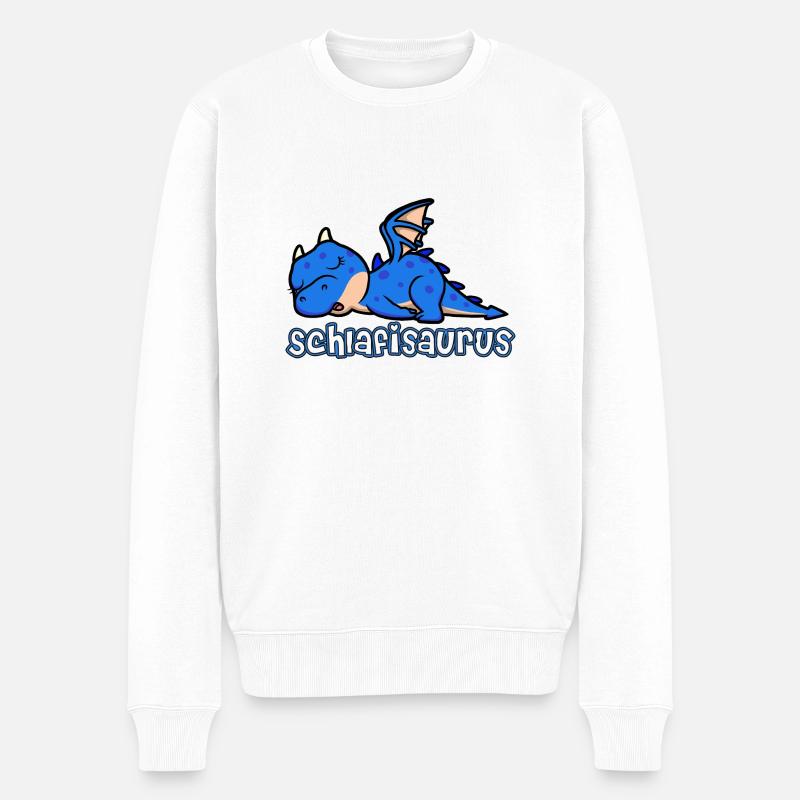 Schlafisaurus Schlafshirt Lieblingsshirt - Männer Premium Bio Pullover - Weiß