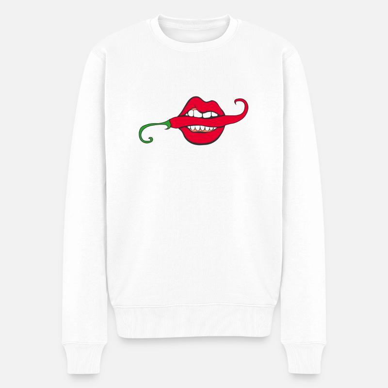 SCHARFE PAPRIKA - Männer Premium Bio Pullover - Weiß