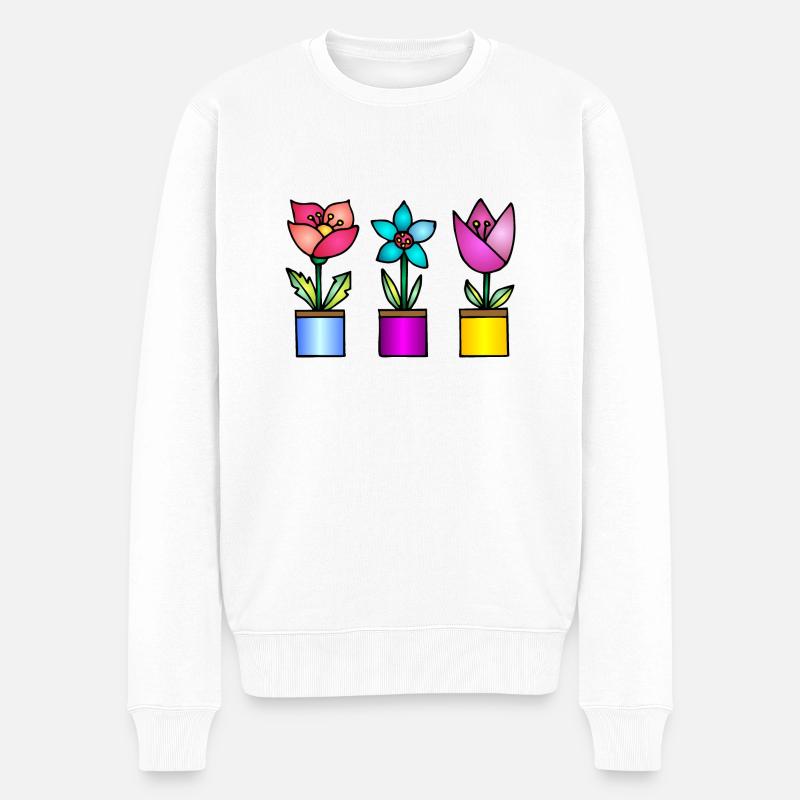 Blumen - Männer Premium Bio Pullover - Weiß