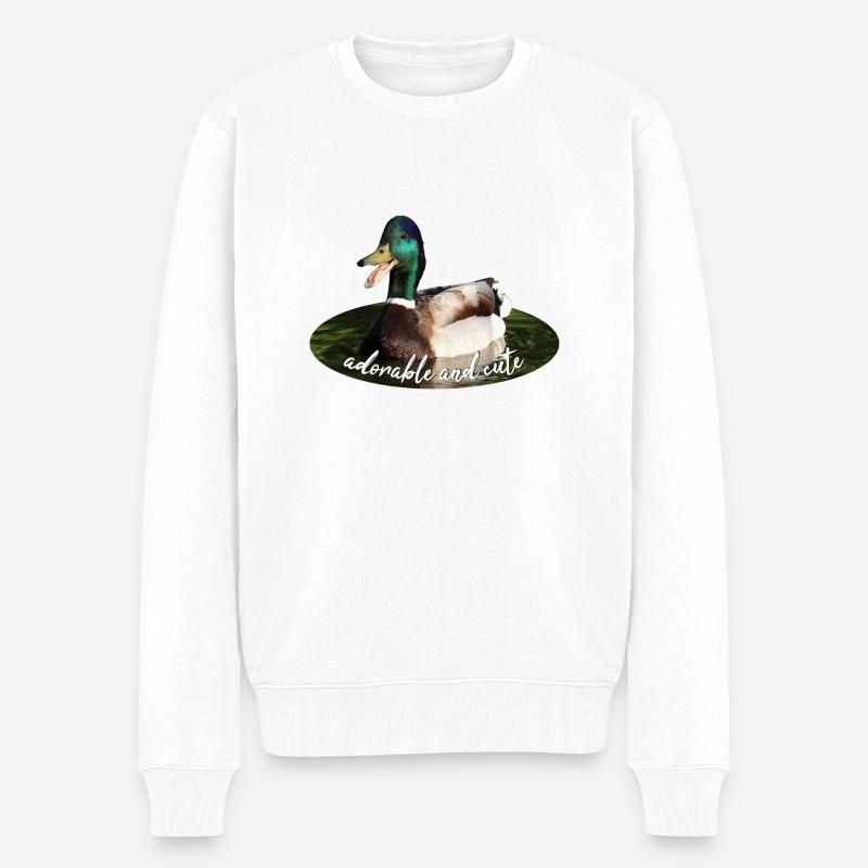 Ente Stockente - Männer Premium Bio Pullover - Weiß