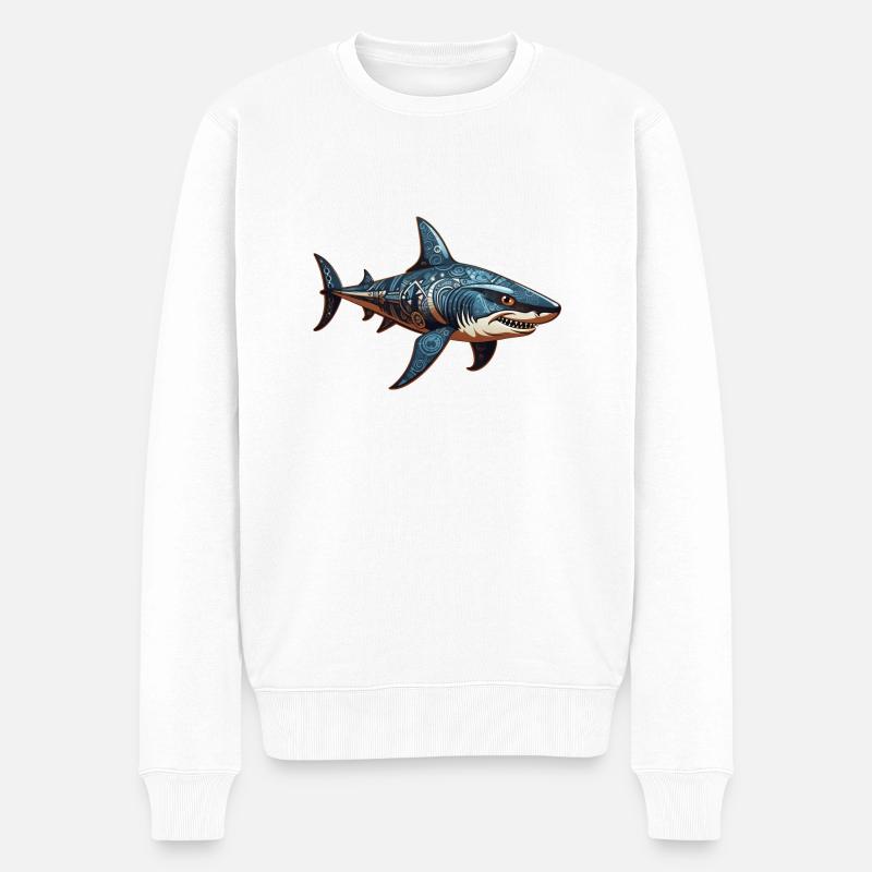 Adinkra Shark 4 - Pull Premium bio Homme - blanc