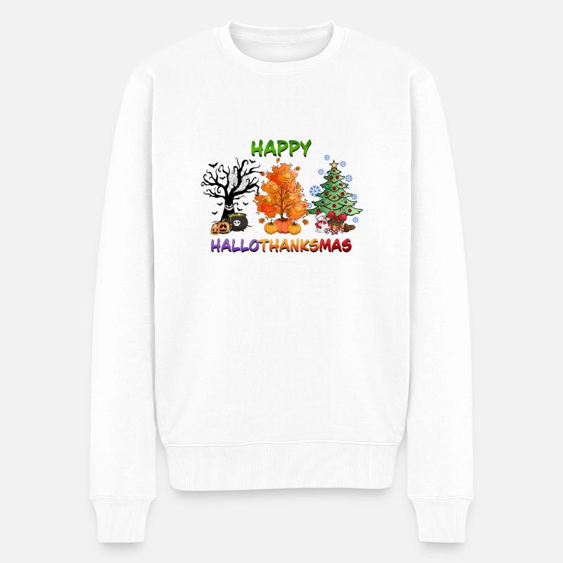 Joyeux arbre de Noël Hallothanksmas - Pull Premium bio Homme - blanc