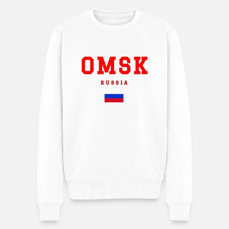 Omsk Russland - Männer Premium Bio Pullover - Weiß