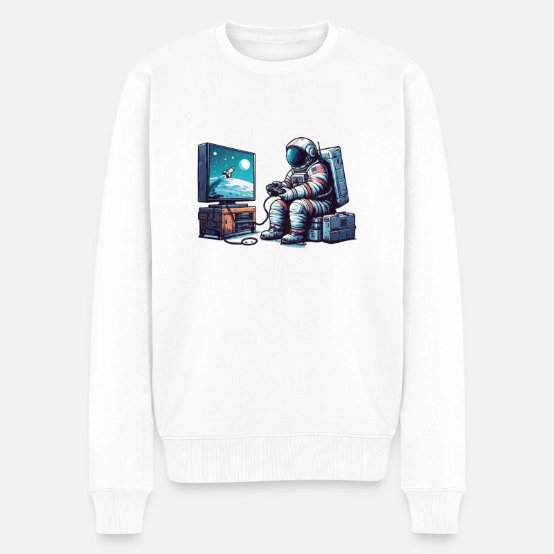 Astronaut Gaming - Männer Premium Bio Pullover - Weiß