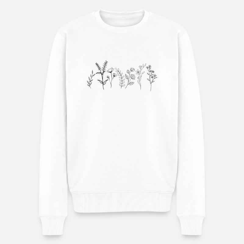 Wildblumen - Männer Premium Bio Pullover - Weiß