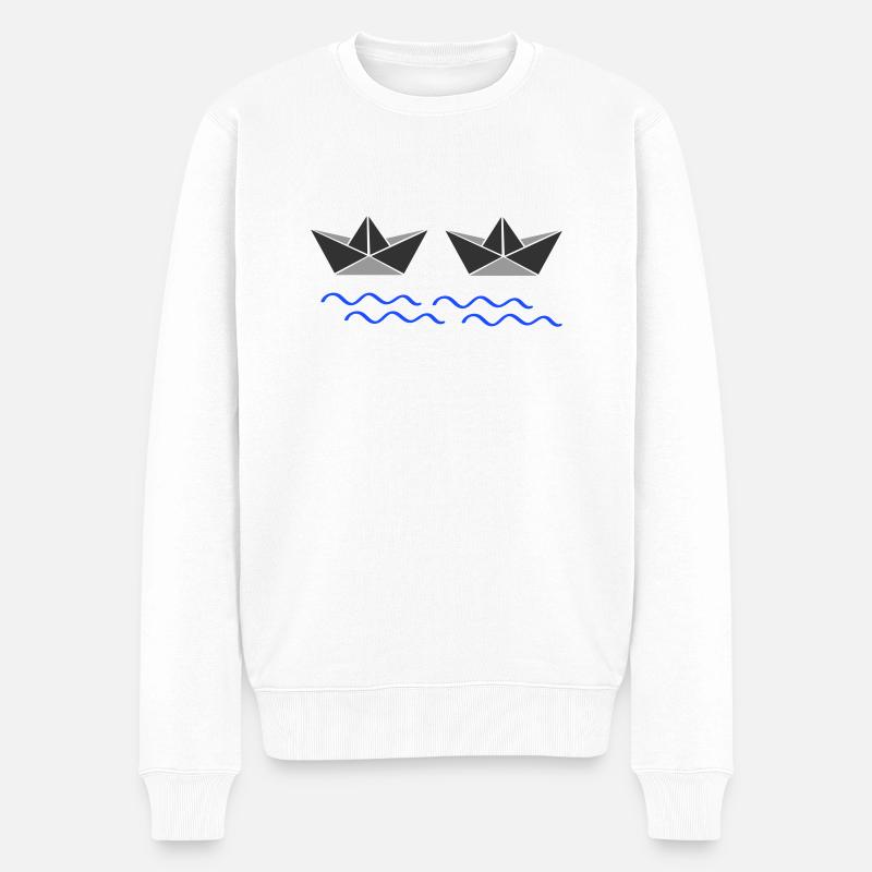 papierboote 02 - Männer Premium Bio Pullover - Weiß
