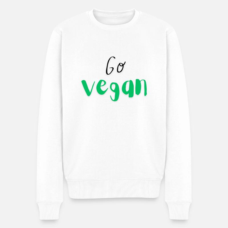 Go vegan - Männer Premium Bio Pullover - Weiß