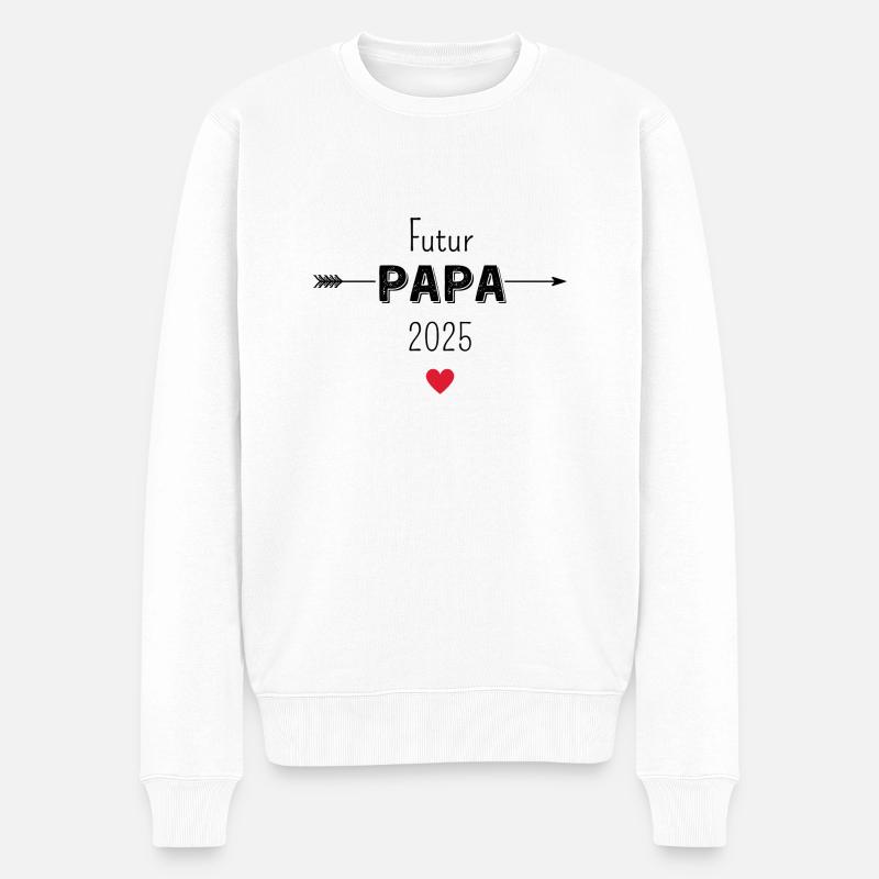 Werdender Papa 2025 - Männer Premium Bio Pullover - Weiß