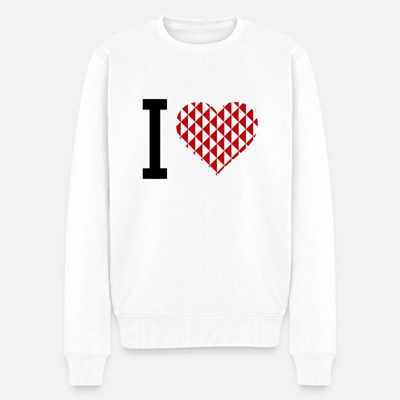 I Heart - Männer Premium Bio Pullover - Weiß