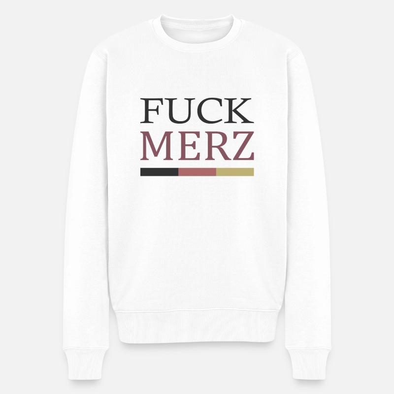 fuck merz - Männer Premium Bio Pullover - Weiß