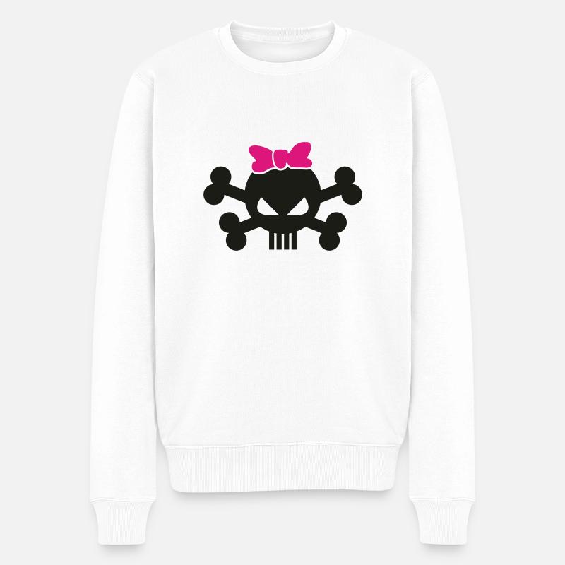Girlie Skull - Männer Premium Bio Pullover - Weiß