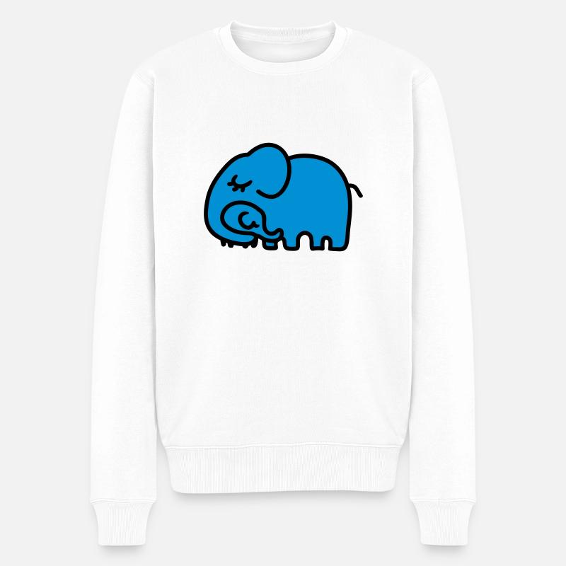 Mutter - Kind Elefant - Männer Premium Bio Pullover - Weiß