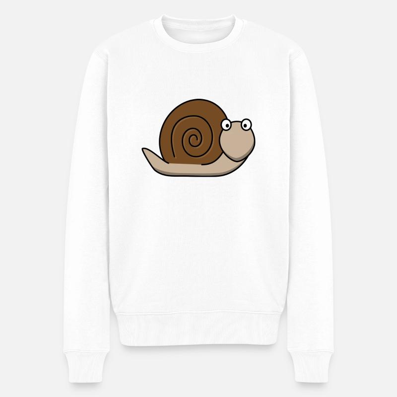 Schnecke - Männer Premium Bio Pullover - Weiß