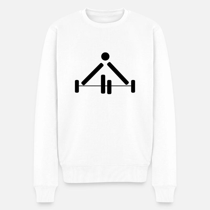 Gewichtheben Power Lifting Piktogramm Hantel - Männer Premium Bio Pullover - Weiß