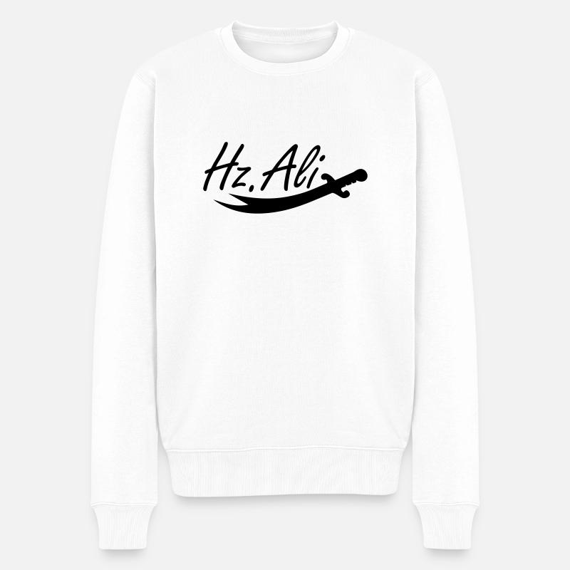 Hz. Ali - Zülfikar - Männer Premium Bio Pullover - Weiß