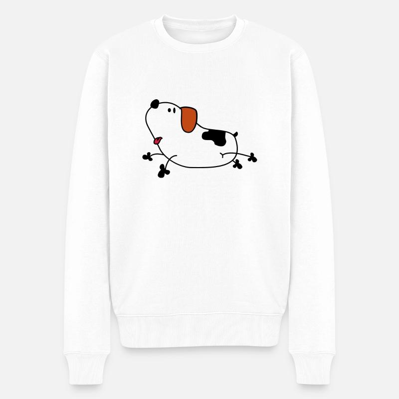 Süßer Comic Hund - Männer Premium Bio Pullover - Weiß