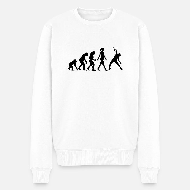 evolution_badminton_spielerin_b_1c - Männer Premium Bio Pullover - Weiß