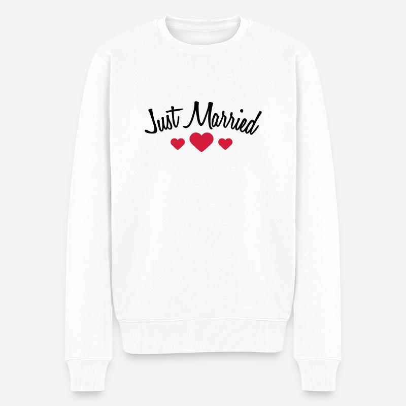 Just Married Hearts Logo Design - Pull Premium bio Homme - blanc