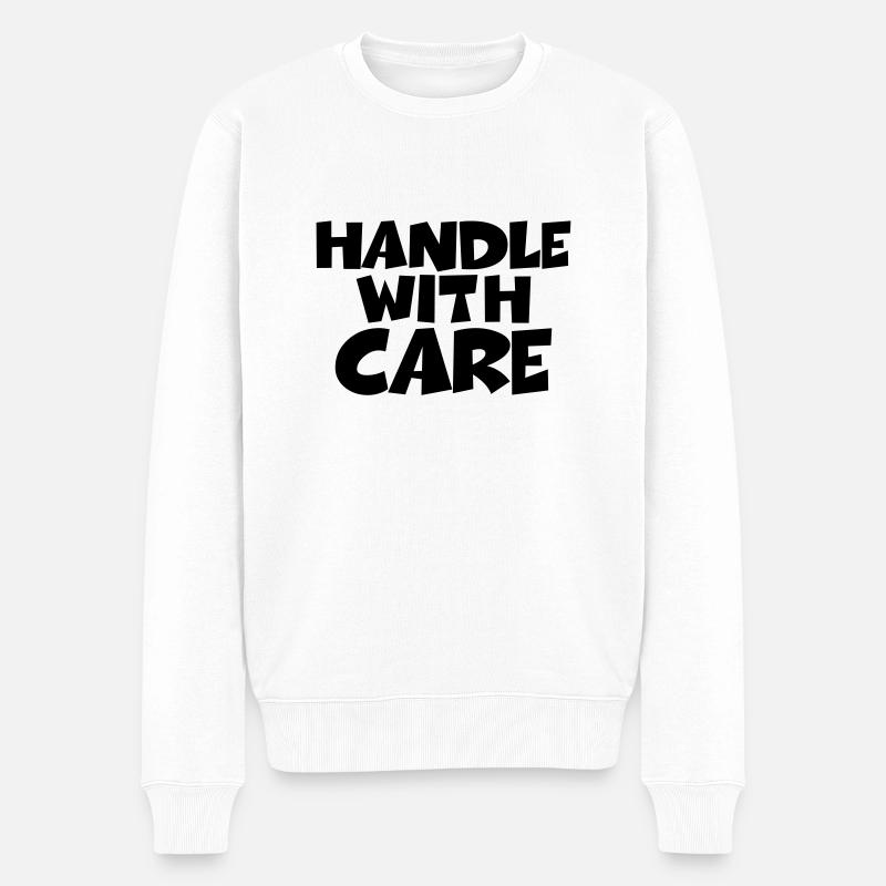Handle with care - Pull Premium bio Homme - blanc