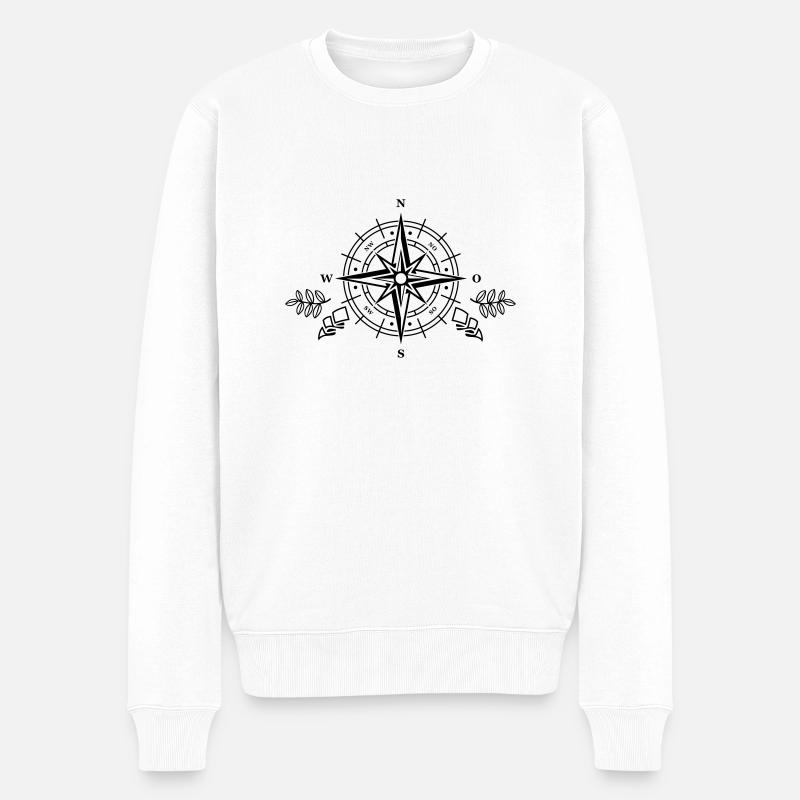 kompass design - Männer Premium Bio Pullover - Weiß