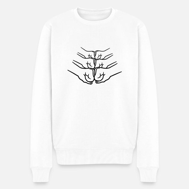 Begruessung Handschlag Faustschlag - Männer Premium Bio Pullover - Weiß