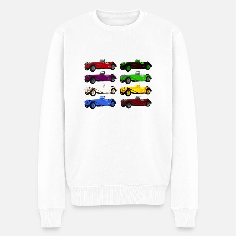 Oldtimer - Colours of cars - Männer Premium Bio Pullover - Weiß
