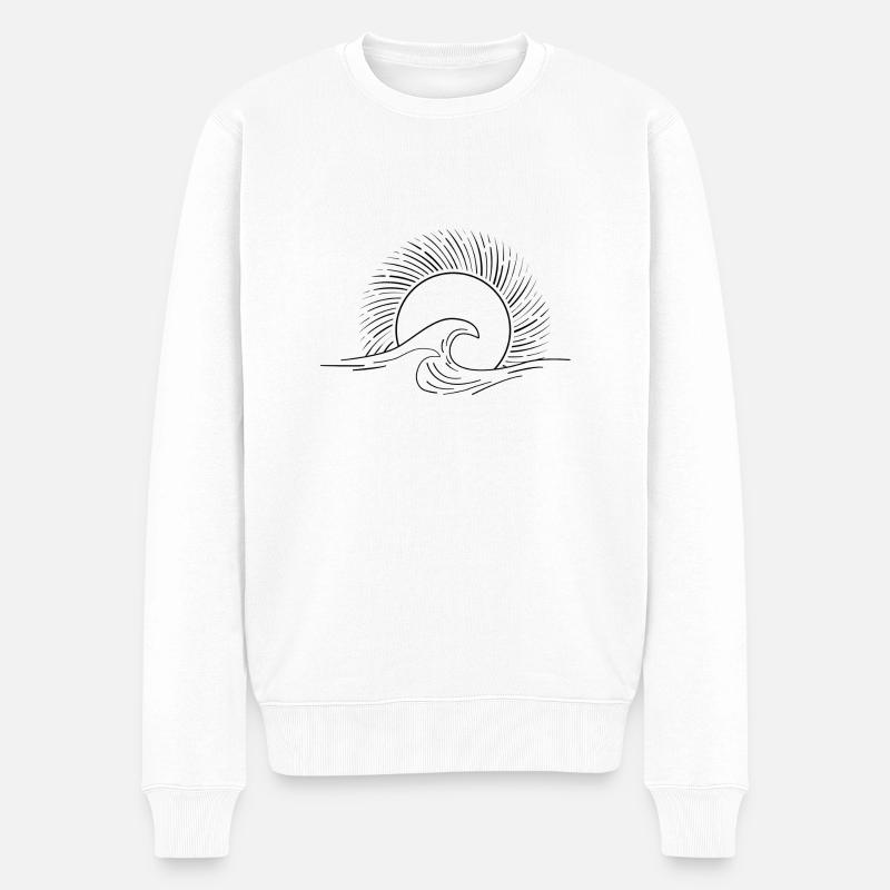 Minimalistische Welle - Männer Premium Bio Pullover - Weiß