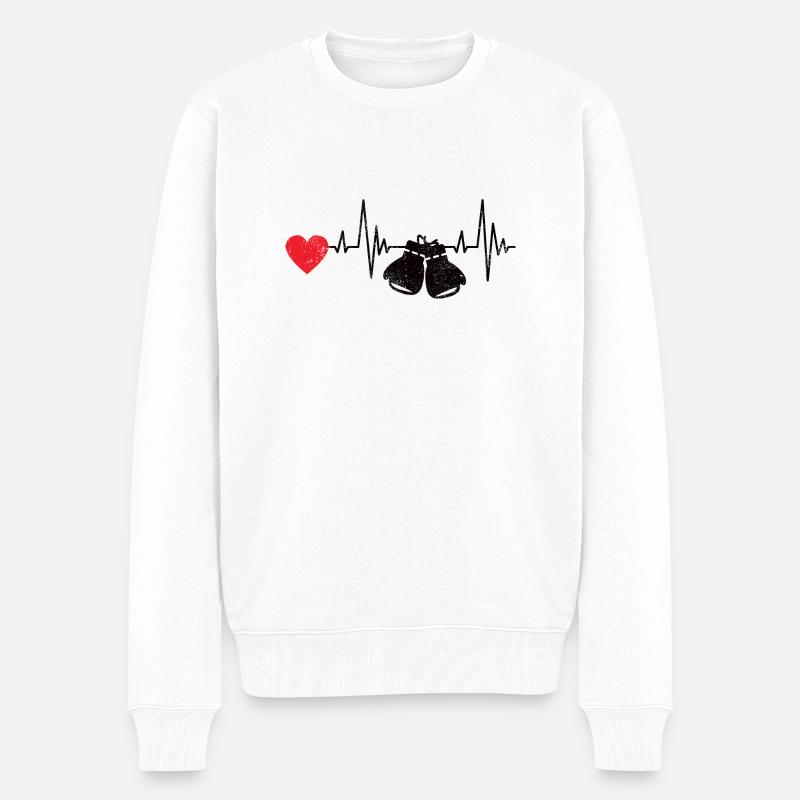 Boxer Herzschlag Kampfsport Boxhandschuhe Boxen - Männer Premium Bio Pullover - Weiß