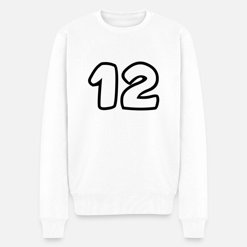 12 - Männer Premium Bio Pullover - Weiß