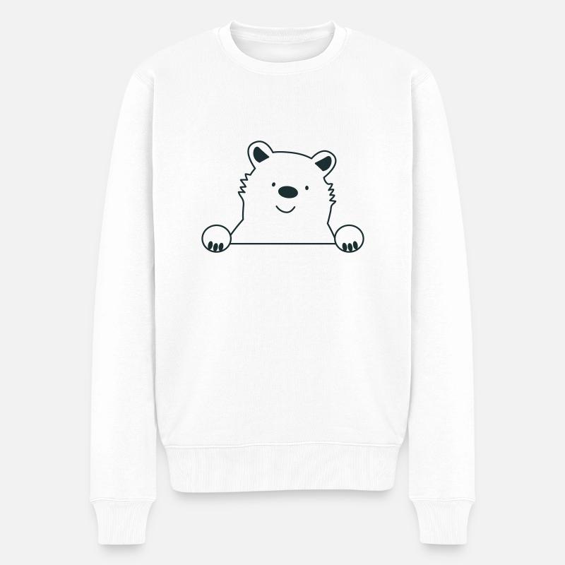 Süßer Guckbär - Männer Premium Bio Pullover - Weiß