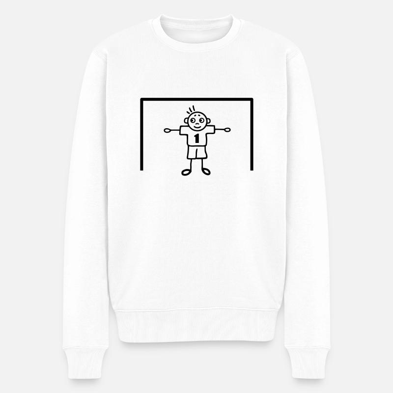 Torwart im Tor Nummer Eins - Fußball - Männer Premium Bio Pullover - Weiß