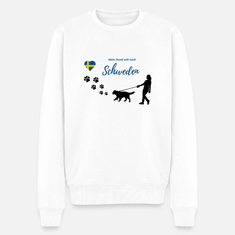 Mein Hund will nach Schweden, w - Männer Premium Bio Pullover - Weiß
