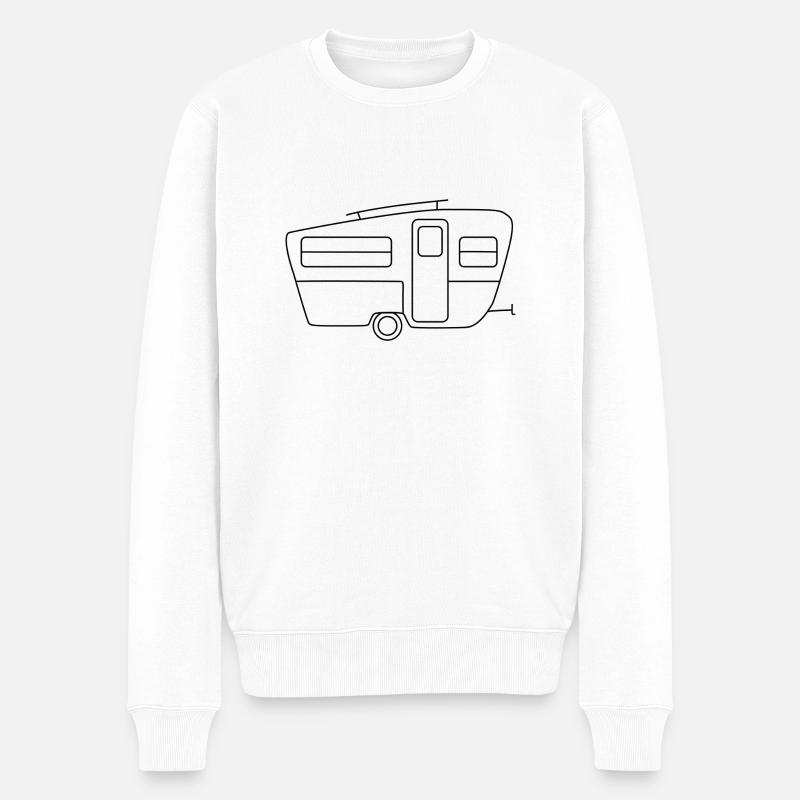 Camping Van - Camper - Wohnwagen - Männer Premium Bio Pullover - Weiß
