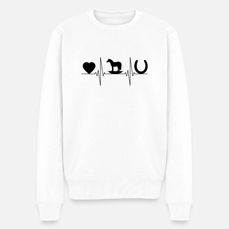 Leben mit Pferdewippe - Männer Premium Bio Pullover - Weiß