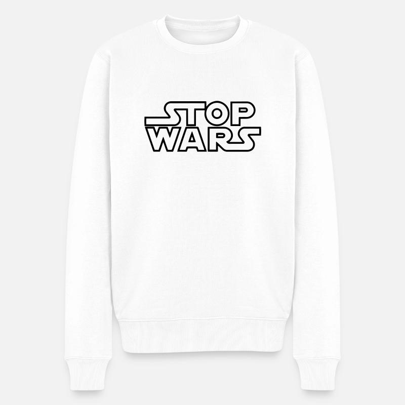 STOP WARS - Pull Premium bio Homme - blanc