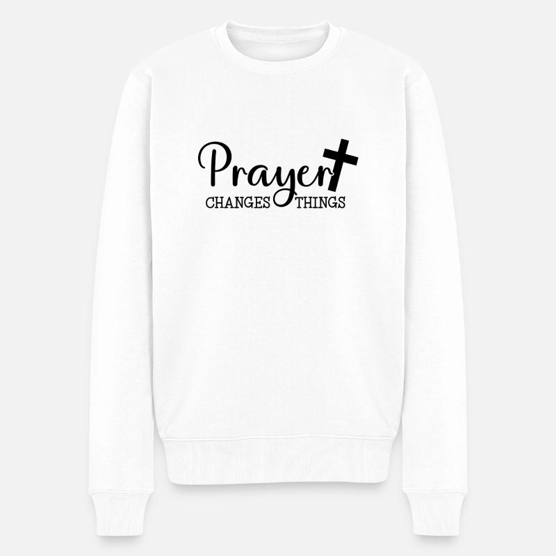 Gebet verändert - Männer Premium Bio Pullover - Weiß