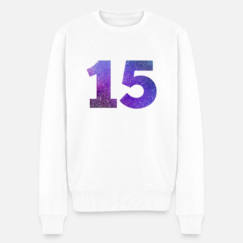 Galaxie Nummer 15 - Männer Premium Bio Pullover - Weiß