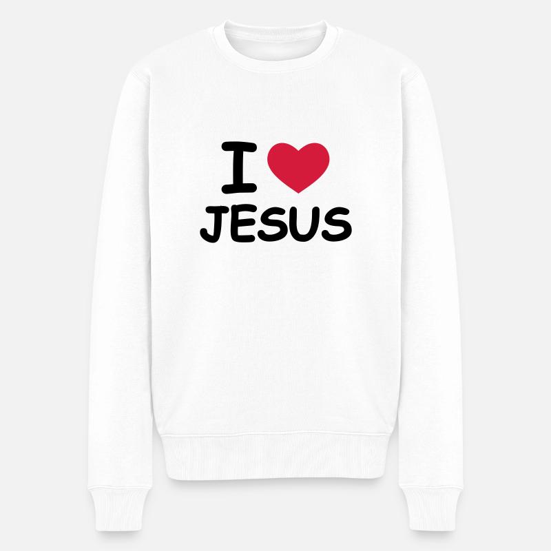 I Love Jesus - Männer Premium Bio Pullover - Weiß