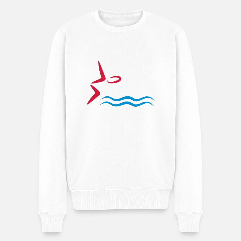schwimmen - Männer Premium Bio Pullover - Weiß